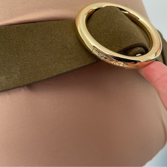 Frame Cargo Green Suede Gold Hardware Adjustable O Ring Belt LWBT0065 Sz Medium - Picture 7 of 10